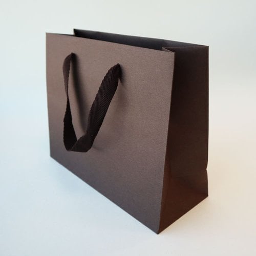 紙袋グレンエンボスBAGブラウン横長5セット