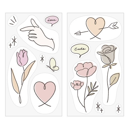 クリップステッカー ドローイング柄 5セット