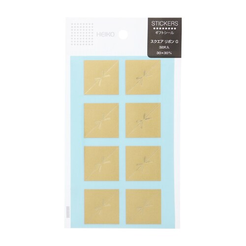 ギフトシールスクエアリボン金32片10