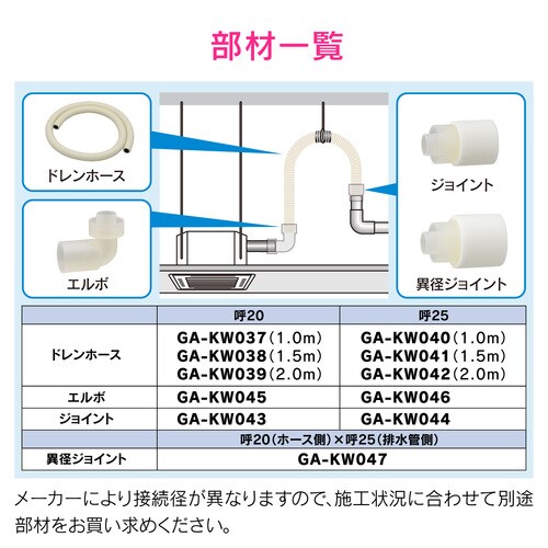 GA−KW044 ジョイント 呼25断熱ドレン用