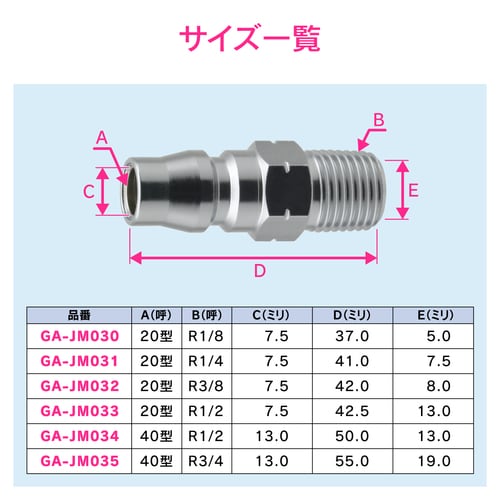 エアプラグR3/8 20型外ネジ