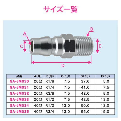 エアプラグR3/4 40型外ネジ