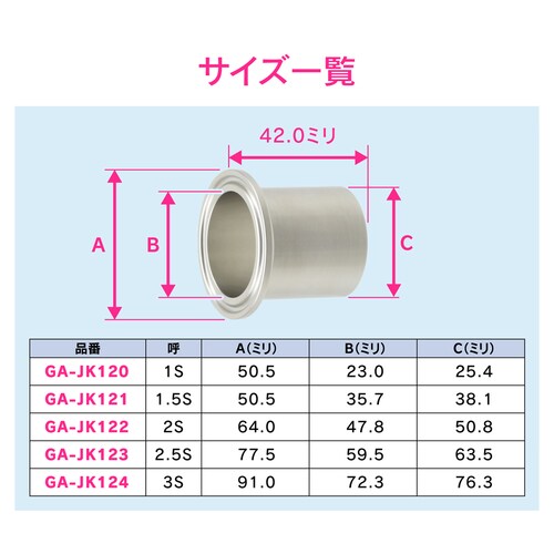 ロングヘルール 溶接式 サニタリー配管