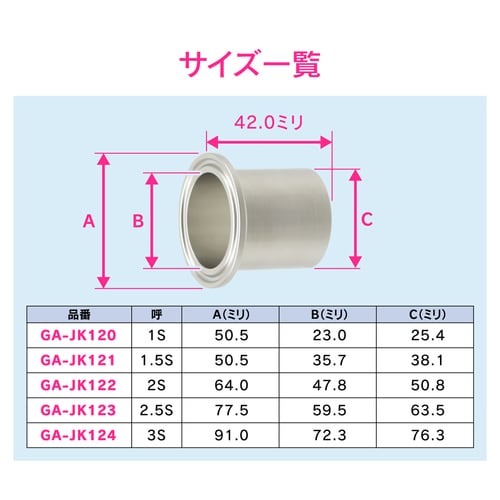 ロングヘルール 溶接式 サニタリー配管