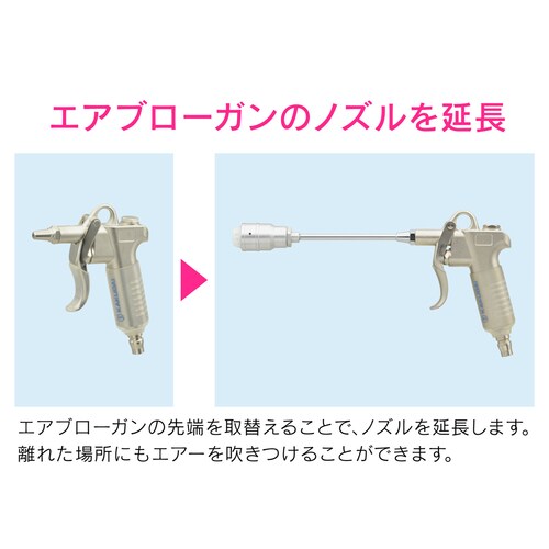 ロングノズル エアブローガン用 広範囲 強力噴射