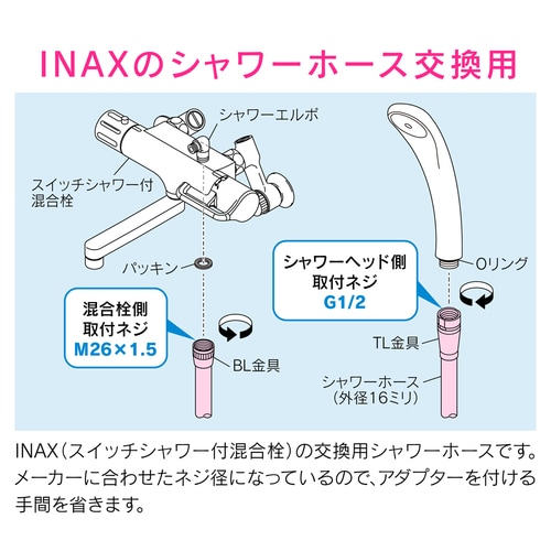 INAX用シャワーホース 1.6m 10本入り