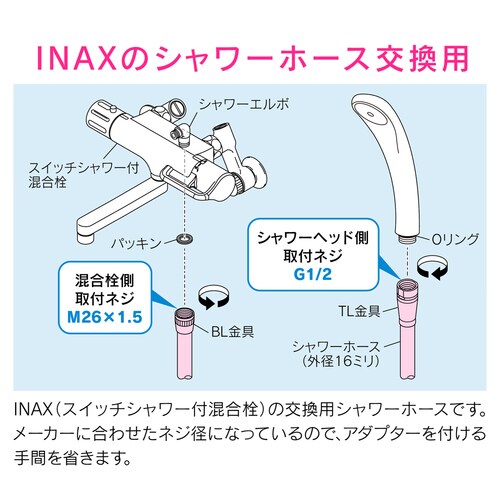 INAX用シャワーホース 1.6m 10本入り