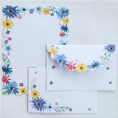 レターセット ブルーミングガーデン ブルー 5冊