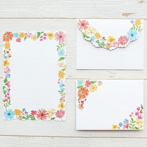 ミニレターセット カラフルフラワー 5冊