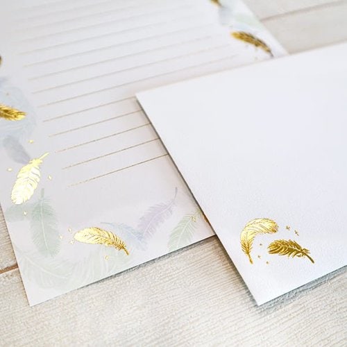 レターセット 箔押し 羽根 5冊