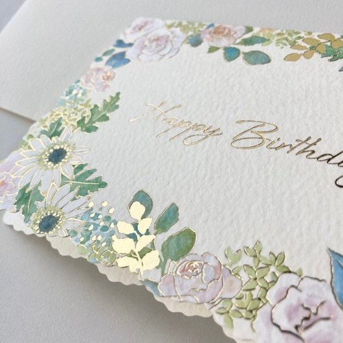バースデーカード フラワーホワイト 5個