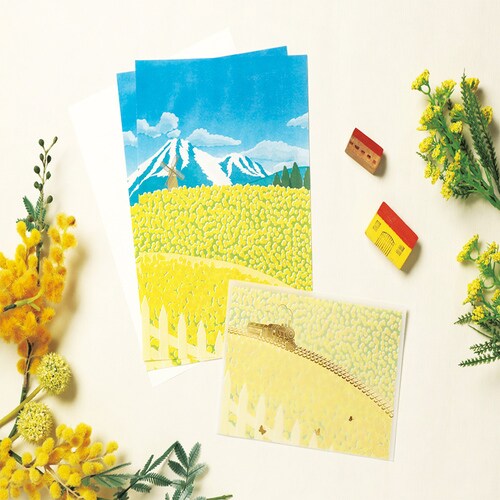 レターセット 菜の花畑と汽車 5冊