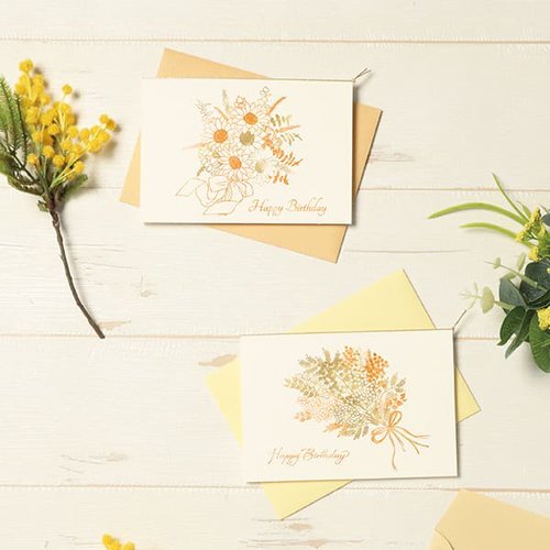 バースデーカード シャイニーミモザ 5個