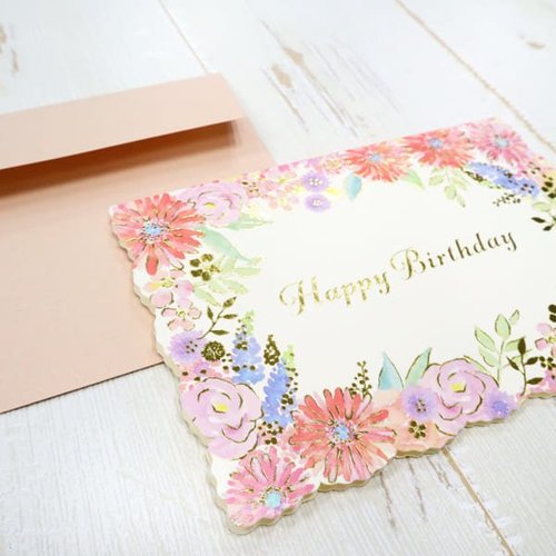 メッセージカード 誕生日 フラワーピンク 5枚