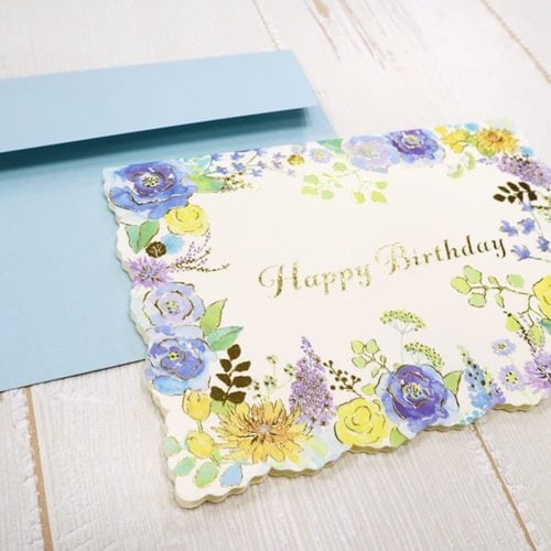 メッセージカード 誕生日 フラワーブルー 5枚