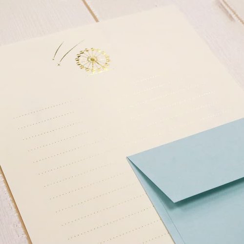 レターセット 箔押し 観覧車と流れ星 5冊