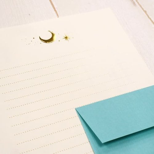 レターセット 箔押し 月と星 5冊