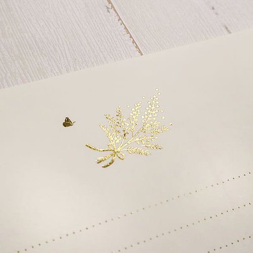 レターセット 箔押し ミモザと蝶 5冊