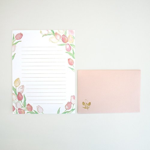 レターセット箔押し水彩ピュアチューリップ5冊