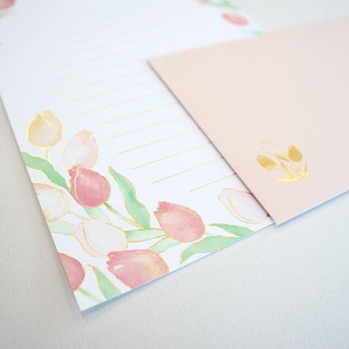 レターセット箔押し水彩ピュアチューリップ5冊