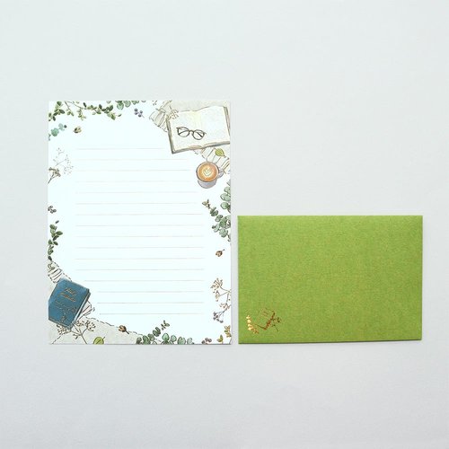 レターセット 箔押し 水彩 ほっと一息 5冊