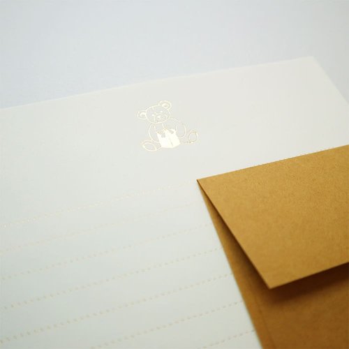 レターセット 箔押し テディベア 5冊