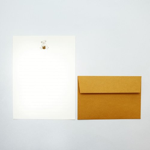 レターセット 箔押し テディベア 5冊