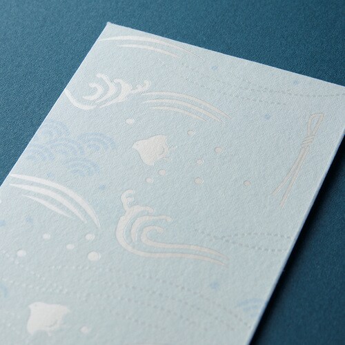 越前和紙ぽち袋パール箔押し波千鳥柄3枚入10袋