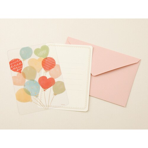透明メッセージカード 風船柄 5冊