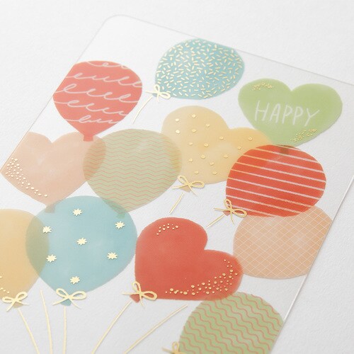 透明メッセージカード 風船柄 5冊