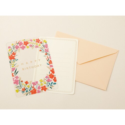 透明メッセージカード 誕生日 花柄 5冊