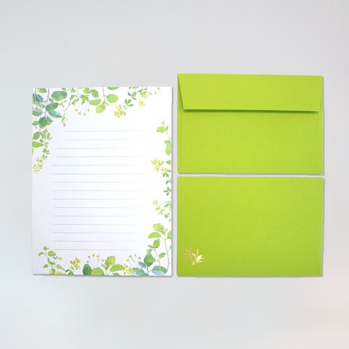 レターセット 箔押し ジェントルグリーン 5冊