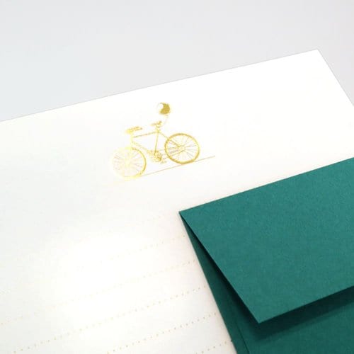 レターセット 箔押し 自転車と風船 5冊