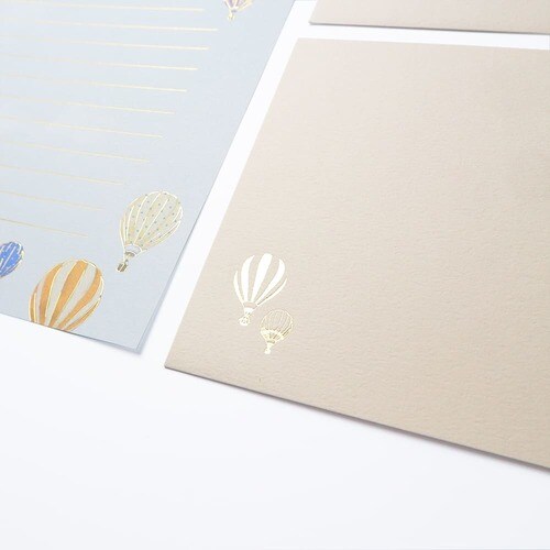 レターセット 箔押し 気球 5セット