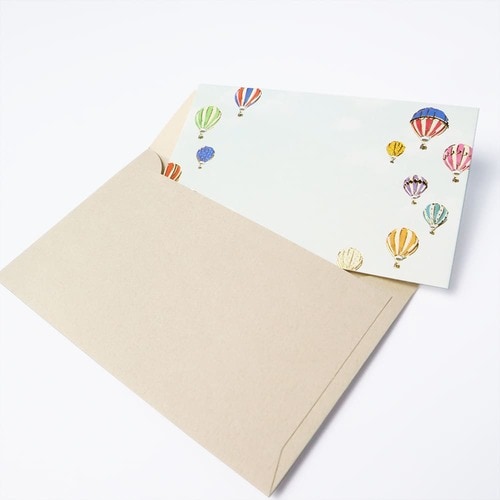 封筒付きミニカード 箔押し 気球 10セット