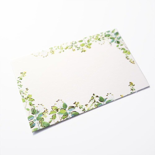 封筒付きミニカード箔押ジェントルグリーン10セット