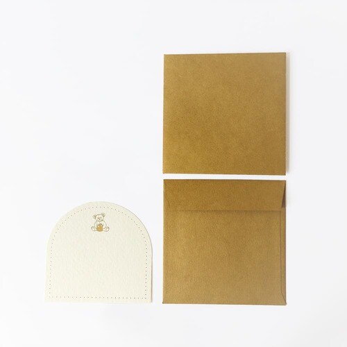 封筒付きカード 箔押し テディベア 10セット