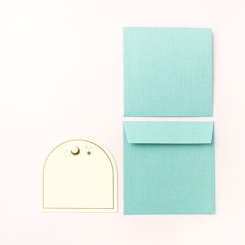 封筒付きカード 箔押し 月と星 10セット