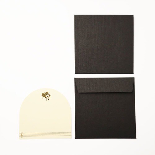 封筒付きカード 箔押し ピアノレッスン 10セット