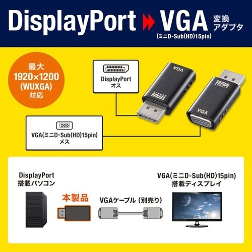 DisplayPort−VGA変換アダプタ