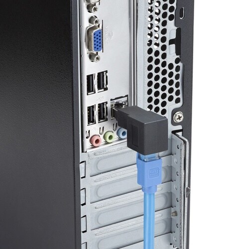 RJ−45L型変換アダプタ(下出し カテゴリ6A)