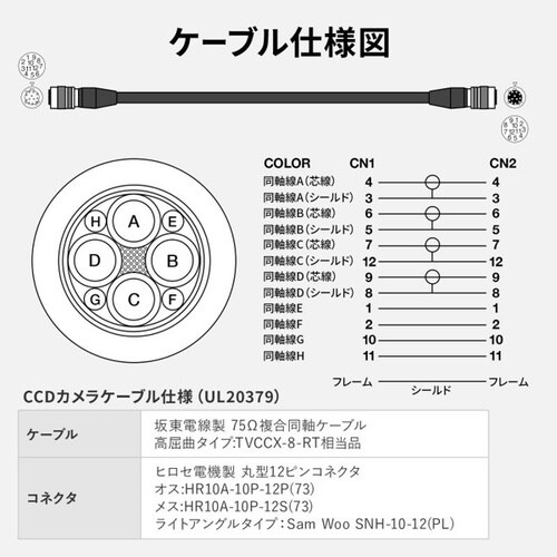 CCDカメラケーブル5m