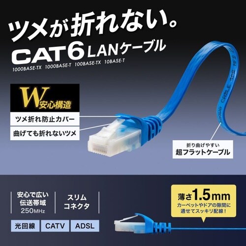 カテゴリ6フラットLANケーブル