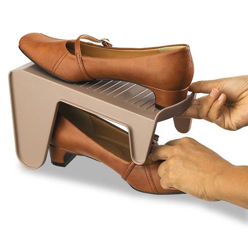 NEW省スペース靴収納1/2 5個組 ブラウン×4