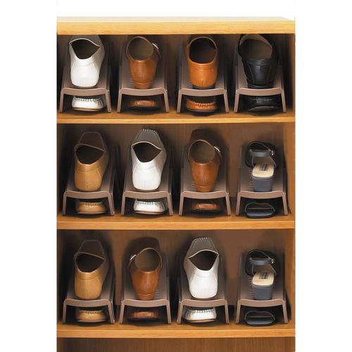 NEW省スペース靴収納1/2 5個組 ブラウン×4