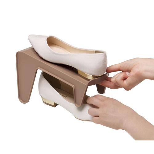 省スペース靴収納スリム5個組 ブラウン 4セット