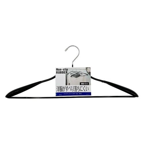 すべらないジャケットハンガー42PVCBK×4