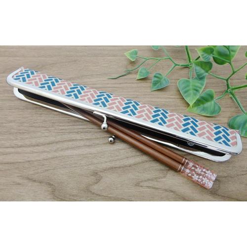 がま口 箸ケース 南十字 朱/紺