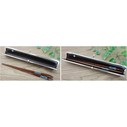 がま口 箸ケース 南十字 朱/紺