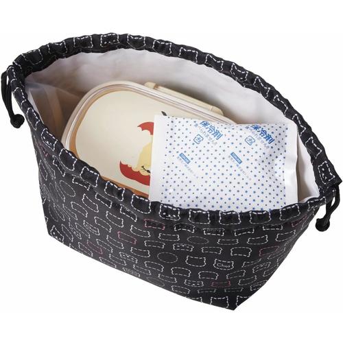 弁当袋保冷巾着袋 シンプルキャットブラック3セット